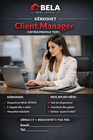 Tirane, ofrohet vend pune punonjese zyre client menager