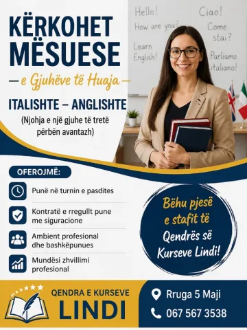 Tirane, Ofrohet pozicion pune Mesuese Italishte-Anglishte-Frengjishte