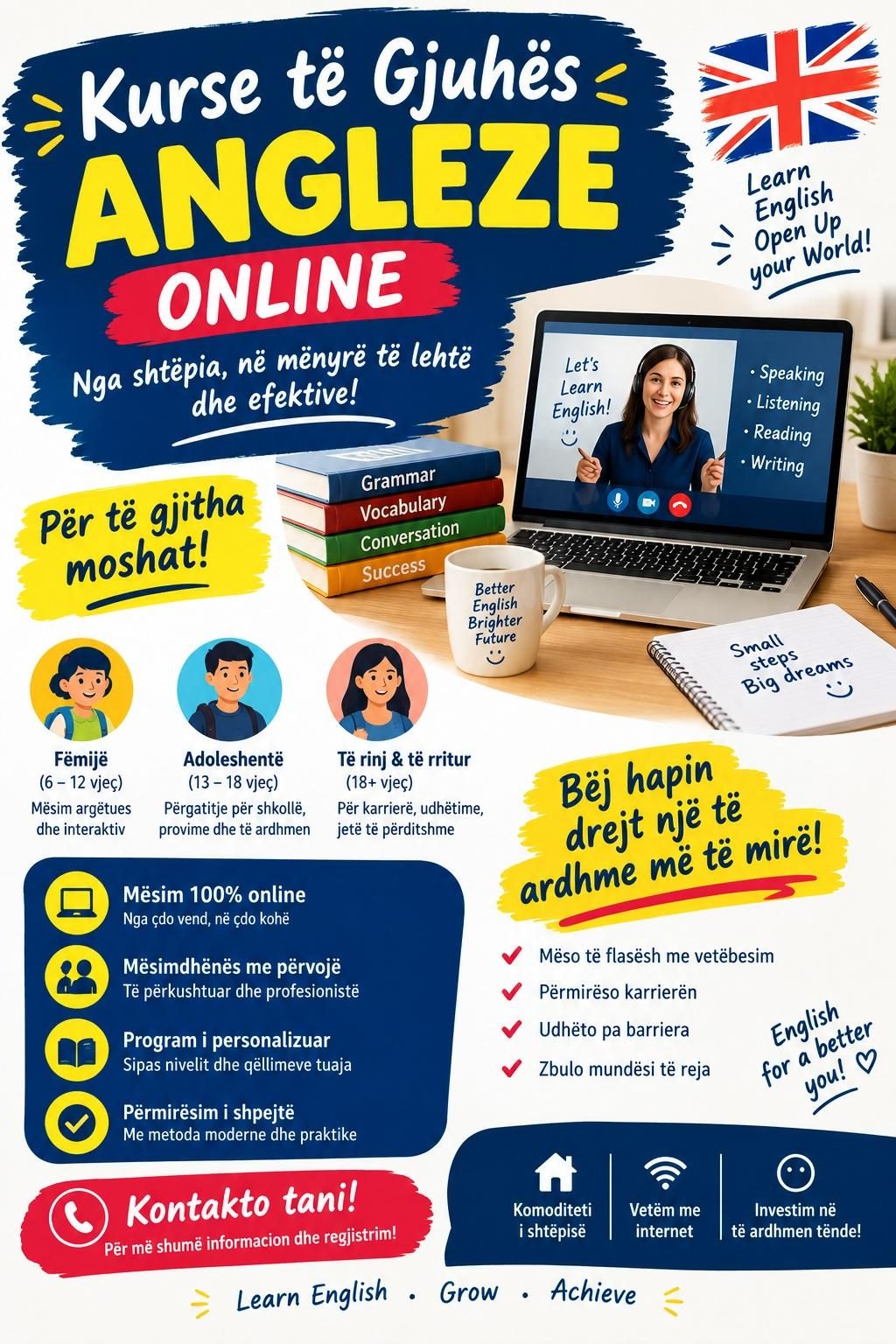 Ofrojme kurse Anglishteje online