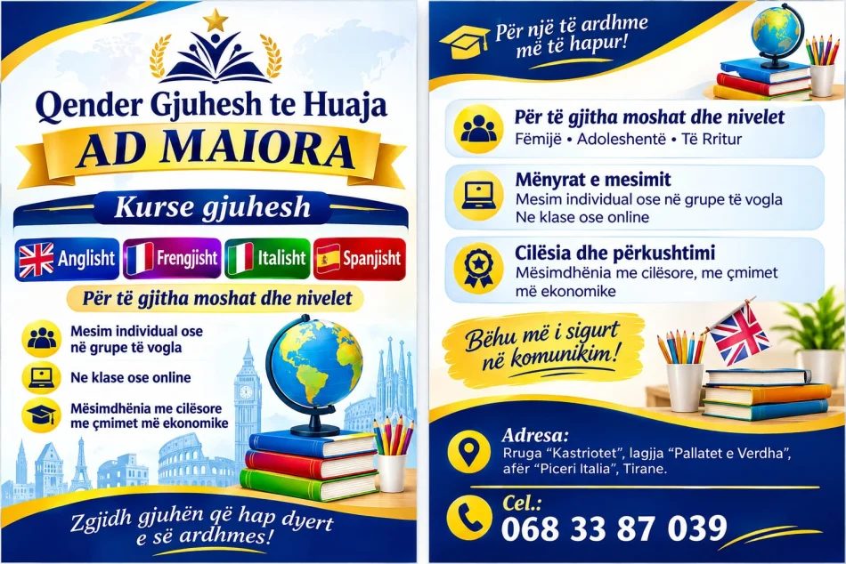 Tirane, kurse gjuhe KURSE GJUHESH ANGLISHT/ITALISHT/FRENGJISHT/SPANJISHT