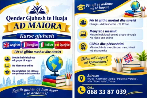 Tirane, kurse gjuhe KURSE GJUHESH ANGLISHT/ITALISHT/FRENGJISHT/SPANJISHT