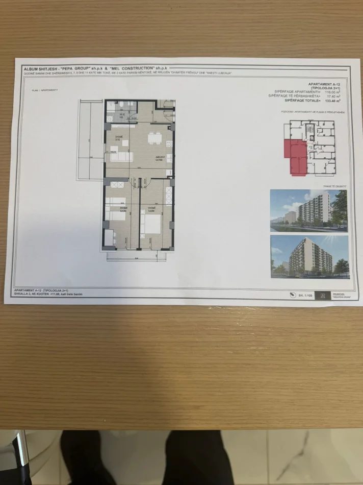 Tirane, shitet apartament 2+1 Kati 3, 133 m² 213.000 € (FUSHA AVIACIONIT)