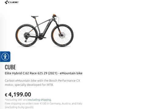 Tirane, shes biciklete elektrike Cube elite hybrid race C:62 gri e erret 2.000 €