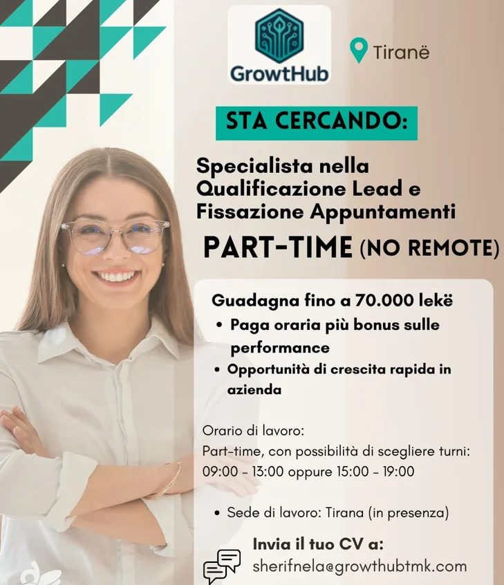 OFROHET VEND PUNE PART TIME 4 ORE 70.000 LEKE TIRANE ( Operatore Telefonike ITALISHT )