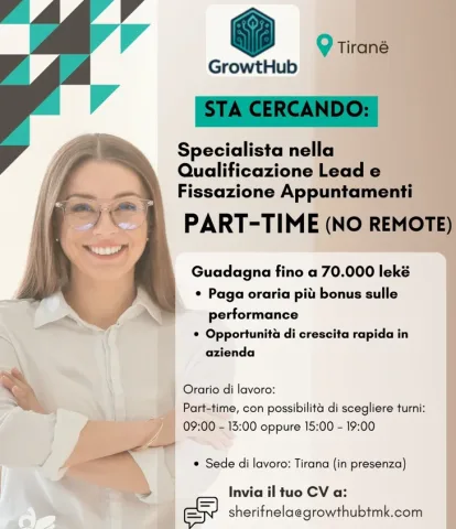 OFROHET VEND PUNE PART TIME 4 ORE 70.000 LEKE TIRANE ( Operatore Telefonike ITALISHT )