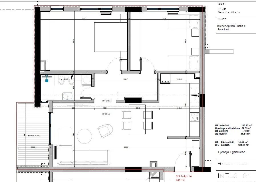 SHITET APARTAMENT 2+1 FUSHA AVIACIONIT 260.000 EURO