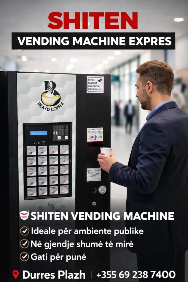 Durres, shes SHITEN VENDING MACHINE SNACK &amp; EXPRES Vendndodhja: Durrës Plazh Kontakt: +355 69 238 7400