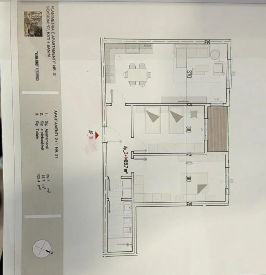 Tirane, shitet apartament 2+1 Kati 4, 106 m² 86.500 € (Rruga Skënderbeu)