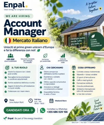 🌱 Enpal: Account Manager | Supporto Clienti Post Vendita | Settore Fotovoltaico 🌞 | Italiano Fluente Richiesto