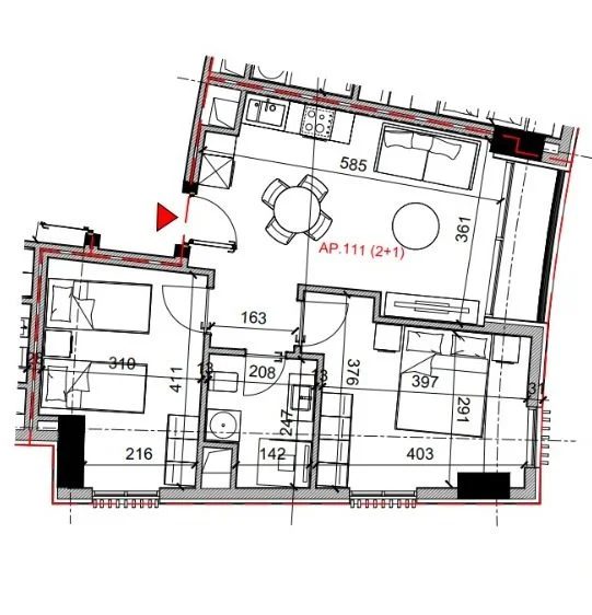 Tirane, shitet apartament 2+1 Kati 1, 195.360 € (Rruga Bardhyl)