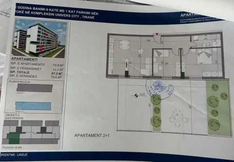 Tirane, shitet apartament 2+1 Kati 1, 160000 € (Universe City)