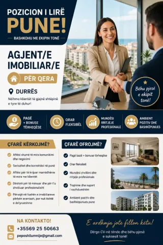 Durres, ofrohet vend pune me orar te plote | part time Agjent Qerash