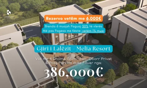 📌BLI VILEN ME 1% NE MUAJ 3800Euro/MUAJ- VILE LUXURY 📍*Gjiri i Lalezit - Melia Resort* | *386,000Euro*