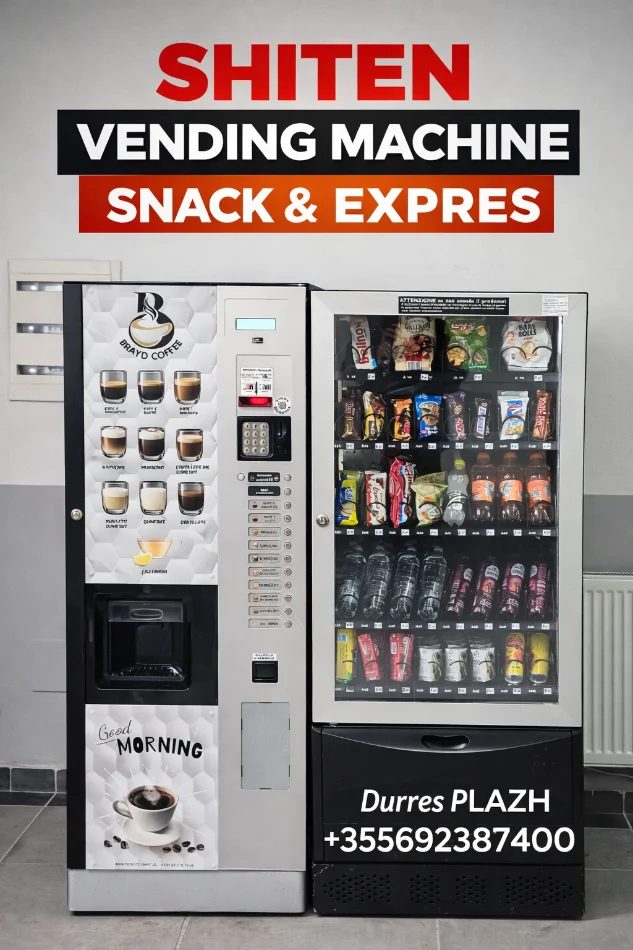 Durres, okazion SHITEN VENDING MACHINE SNACK &amp; EXPRES Vendndodhja: Durrës Plazh Kontakt: +355 69 238 7400
