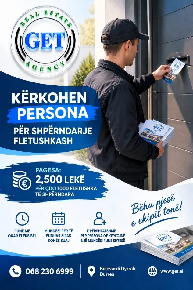 Durres, ofrohet vend pune Shpërndarës/e fletushkash