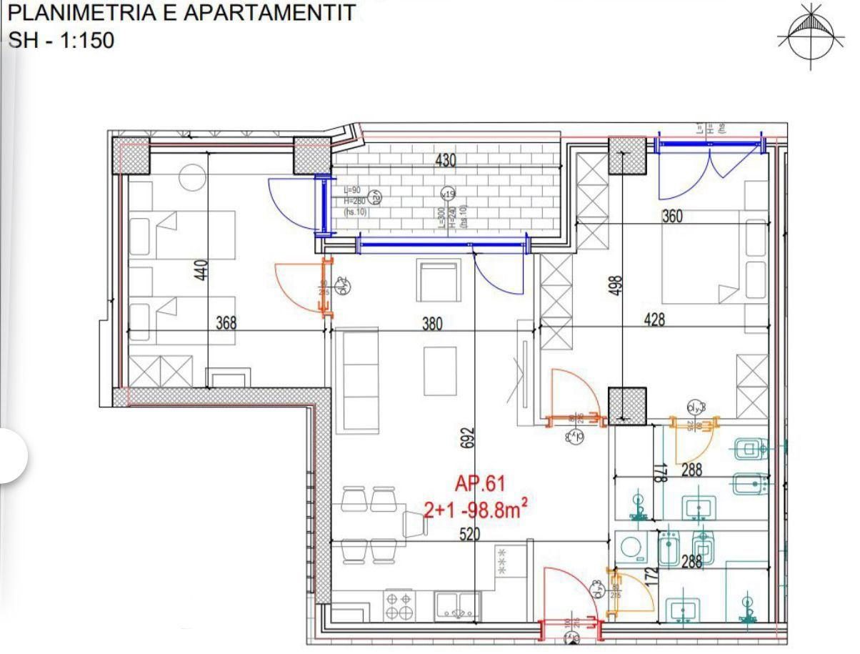 SHITET APARTAMENT 2+1 DON BOSKO 211.000 EURO