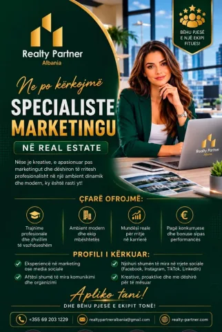 🚀 Realty Partner Albania kërkon Specialiste Marketingu!*