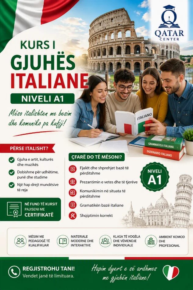 Tirane, kurse gjuhe italisht HAPEN REGJISTRIMET PËR GJUHËN ITALIANE - NIVELI A1!