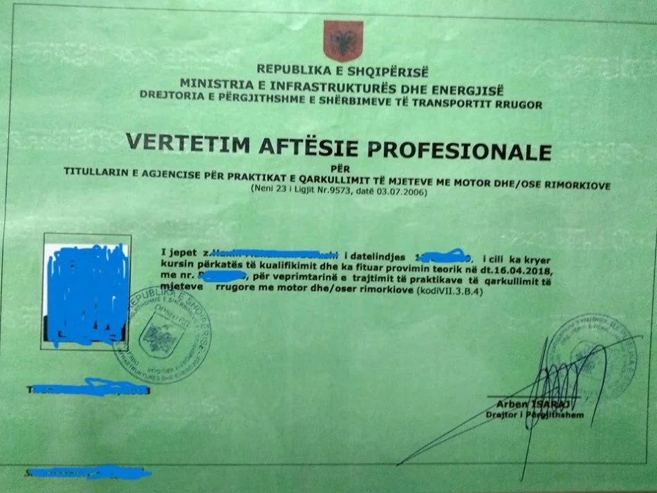 Jap licensen VAP me kodin VII.3.B.4 per tiutllare agjensie
