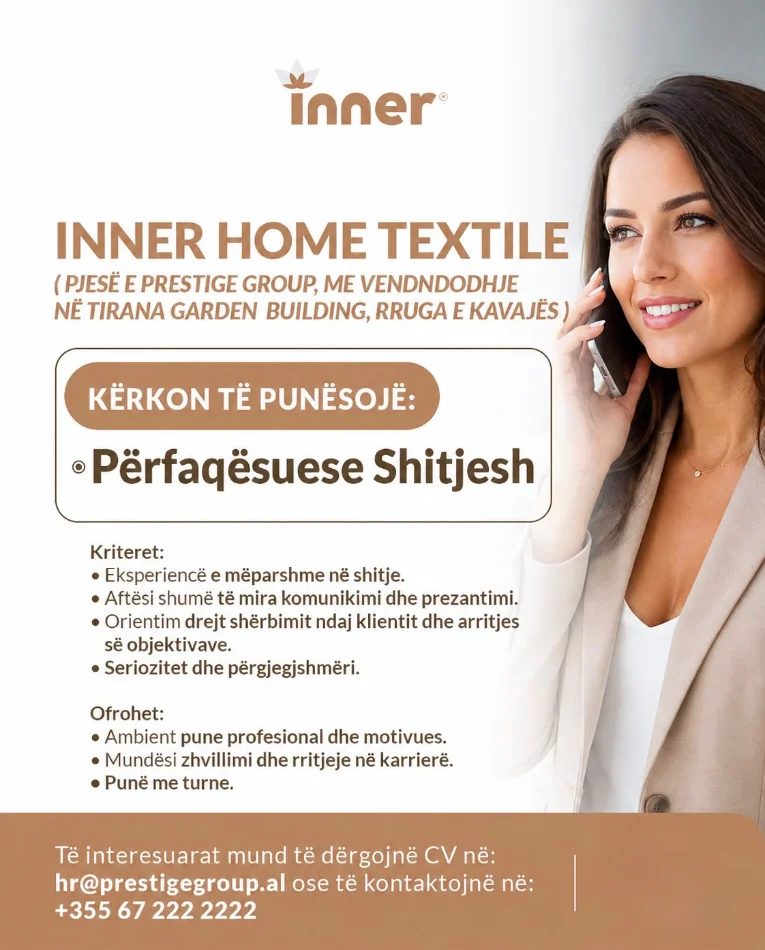 Tirane, ofrohet vend pune Perfaqesuese Shitjesh