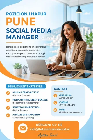 POZICION I LIRË PUNE "SOCIAL MEDIA MANAGER"
