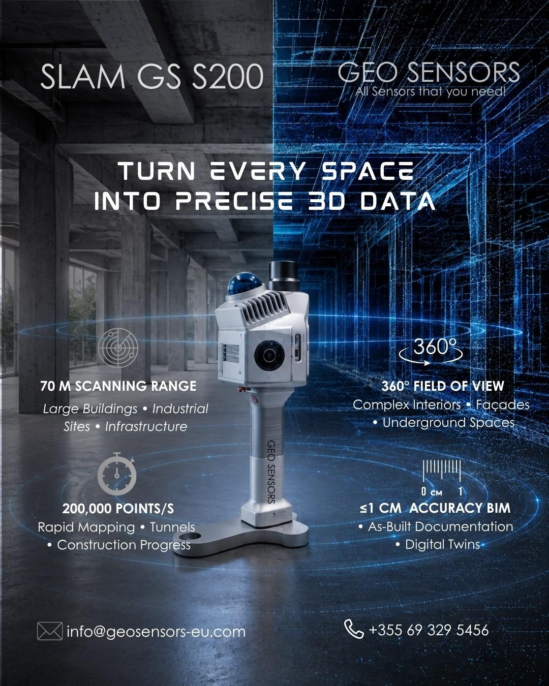 GS-S200 PRO – Skaner 3D SLAM LiDAR