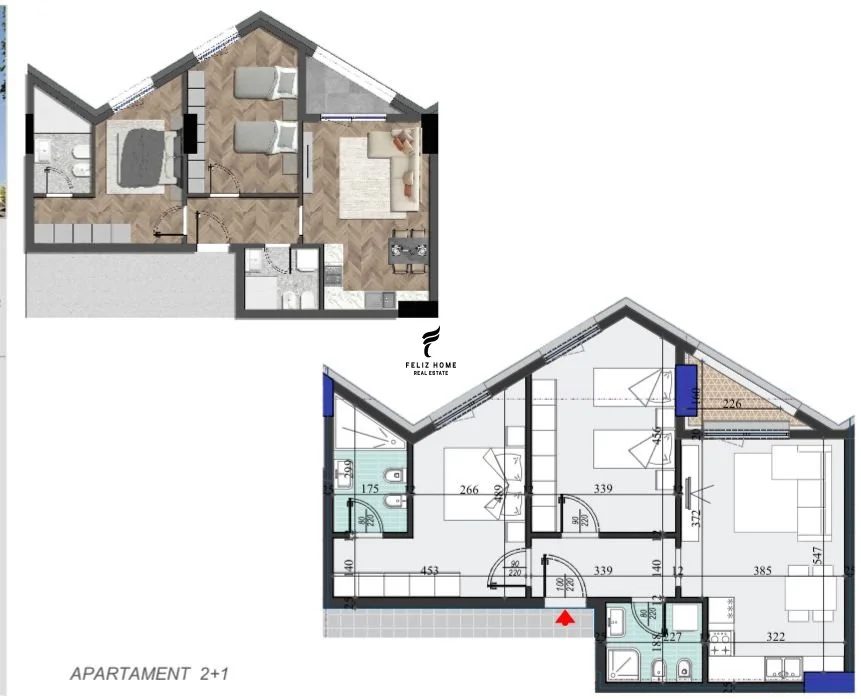 Tirane, shitet apartament 2+1 Kati 10, 97 m² 170.000 € (LAPRAKE)