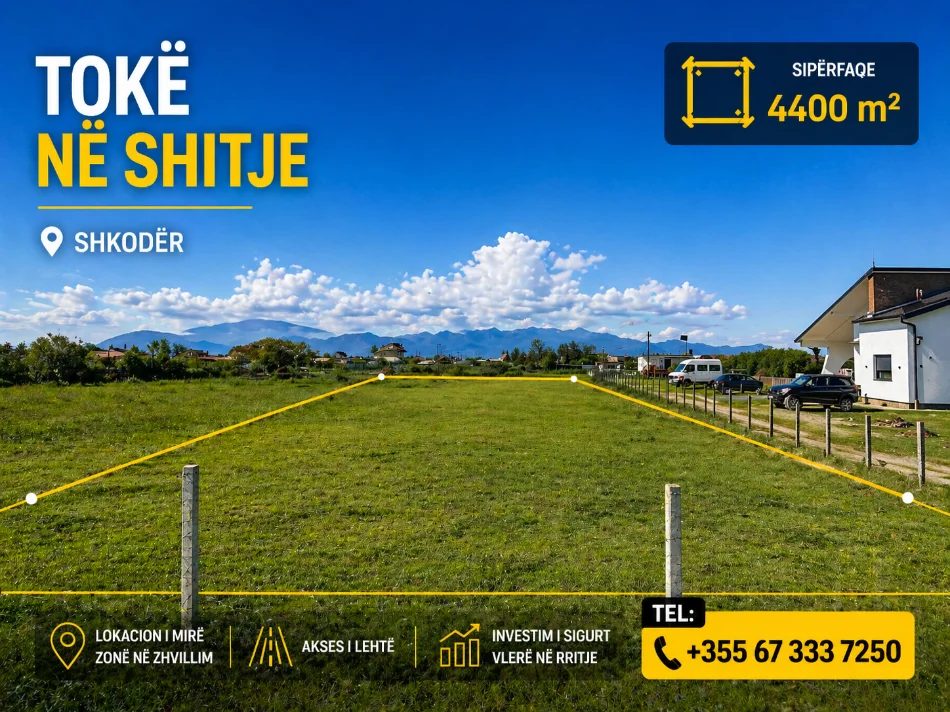 OKAZION Shkoder, shitet toke(nderrohet), 4.400 m² ish-Fusha e Aviacionit.