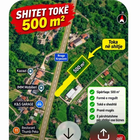 SHITET TOKE 500 M2 NE PEZE VOGEL AFER ME RRUGEN KRYESORE)