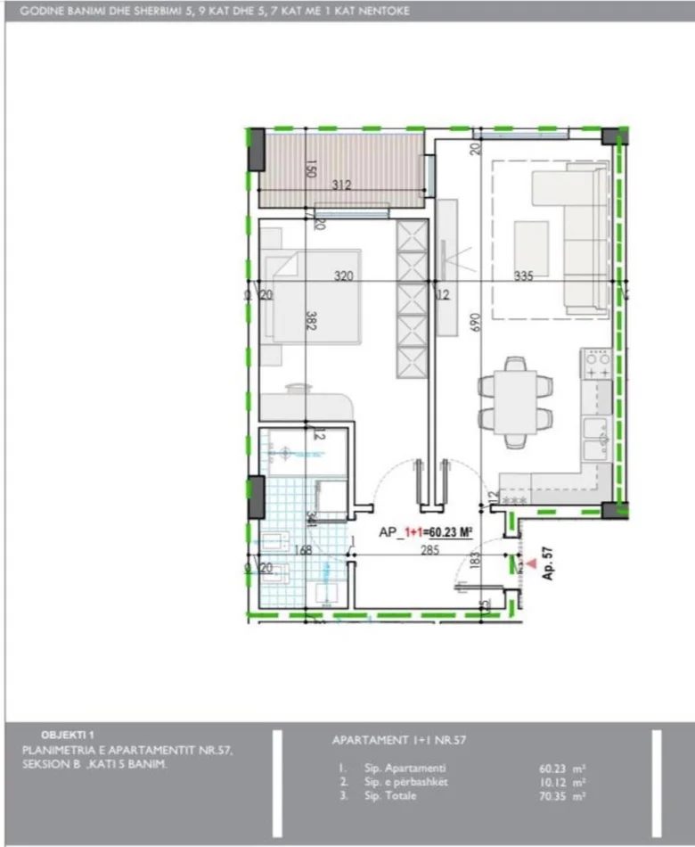 Tirane, shitet apartament 1+1 Kati 5, 65.000 € (Kamëz)