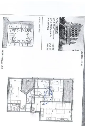Tirane, shitet apartament 3+1+Ballkon Kati 4, 140 m² 238.000 € (LAPRAKE)