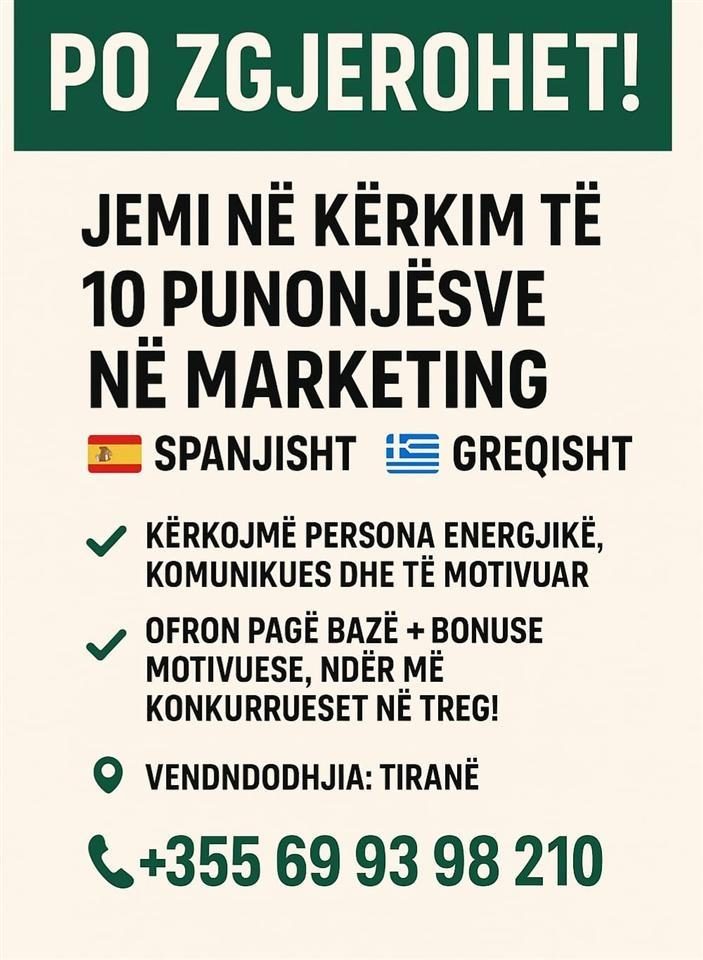 10 punonjës në marketing që flasin spanjisht dhe greqisht!