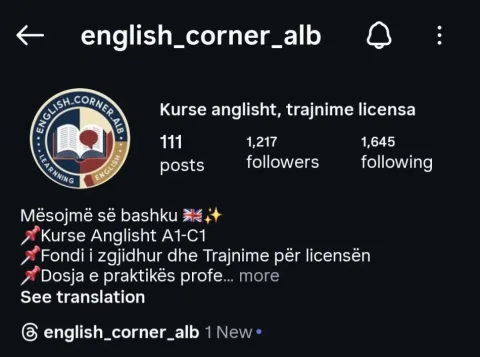 Ofrojme Kurse anglisht A1-C1, Fondin e zgjidhur dhe Trajnime per Licensen per Gjuhen Angleze, Dosjen e Praktikes Profesi