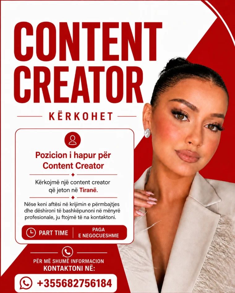 Kërkohet CONTENT CREATOR (F) - Part Time