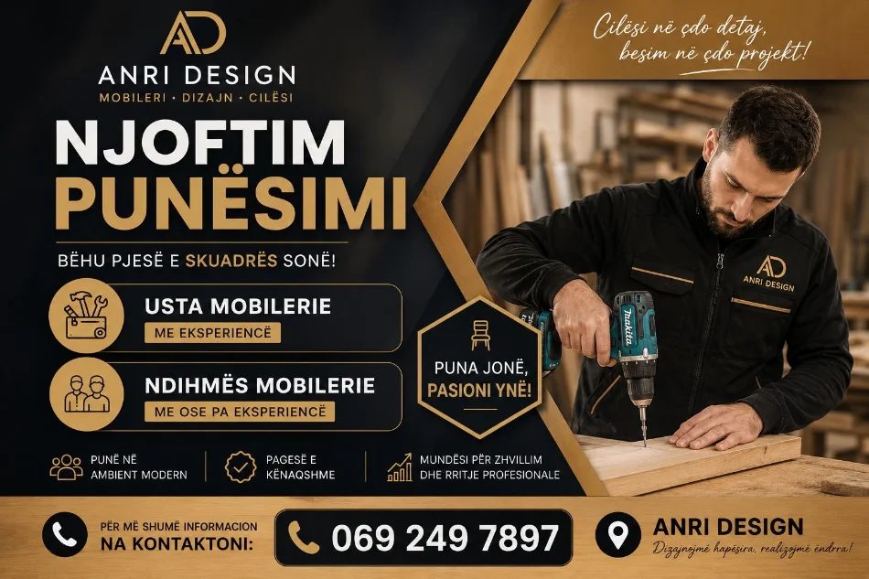 Tirane, ofroj vend pune mobilier dhe ndihmes mobilier