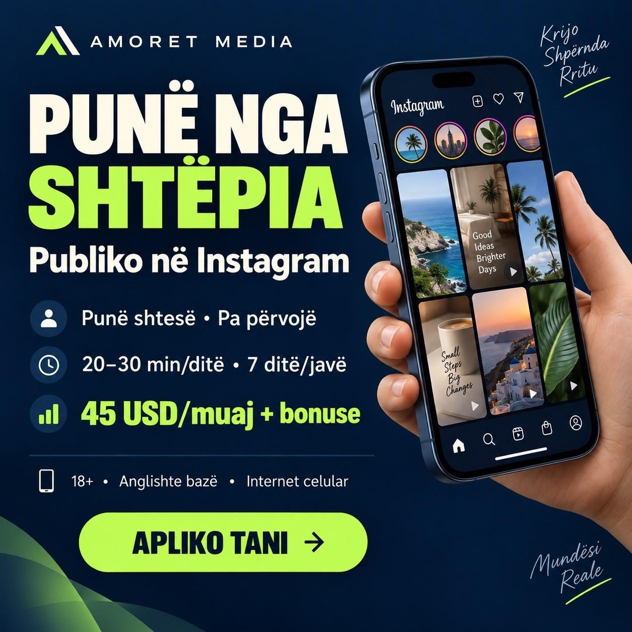 Publikues në Instagram – punë nga shtëpia