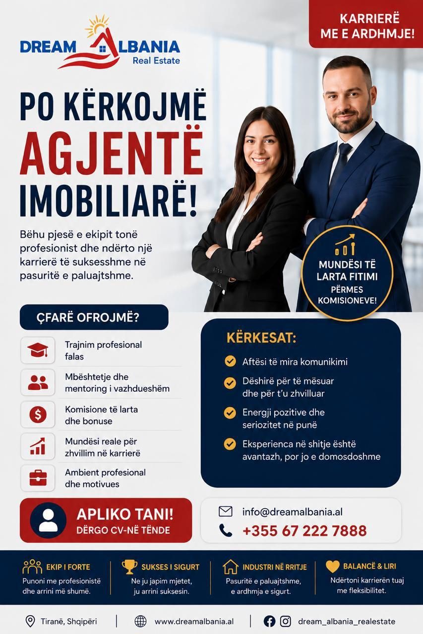 Kërkojmë Konsulent Imobiliar (m/f) për t’iu bashkuar “Dream